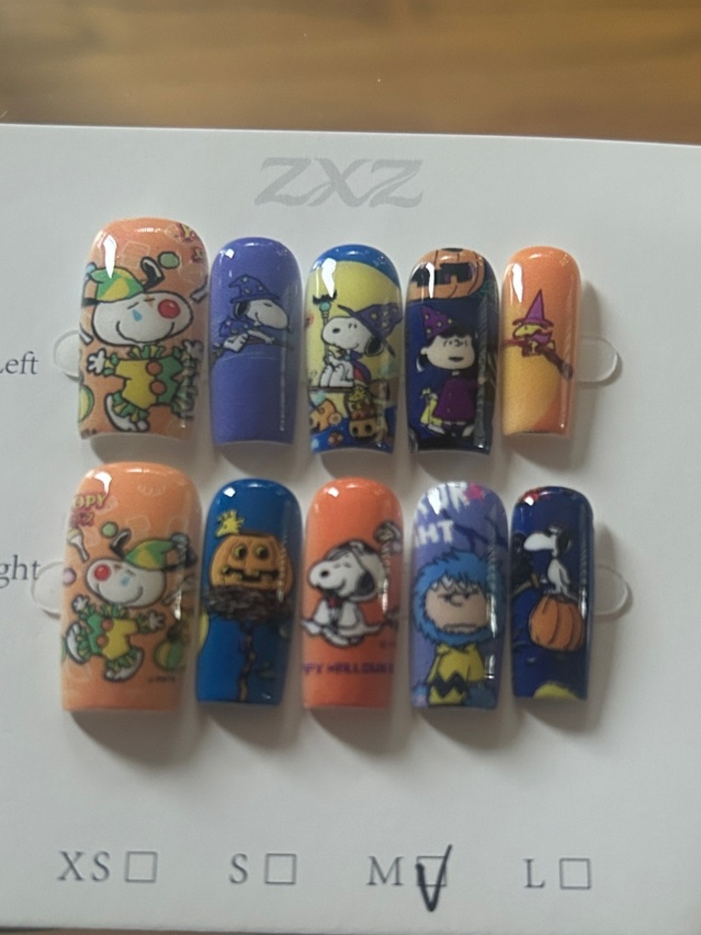 Halloween  snoopy Cartoon Press-On Nails - Orange & Blue
